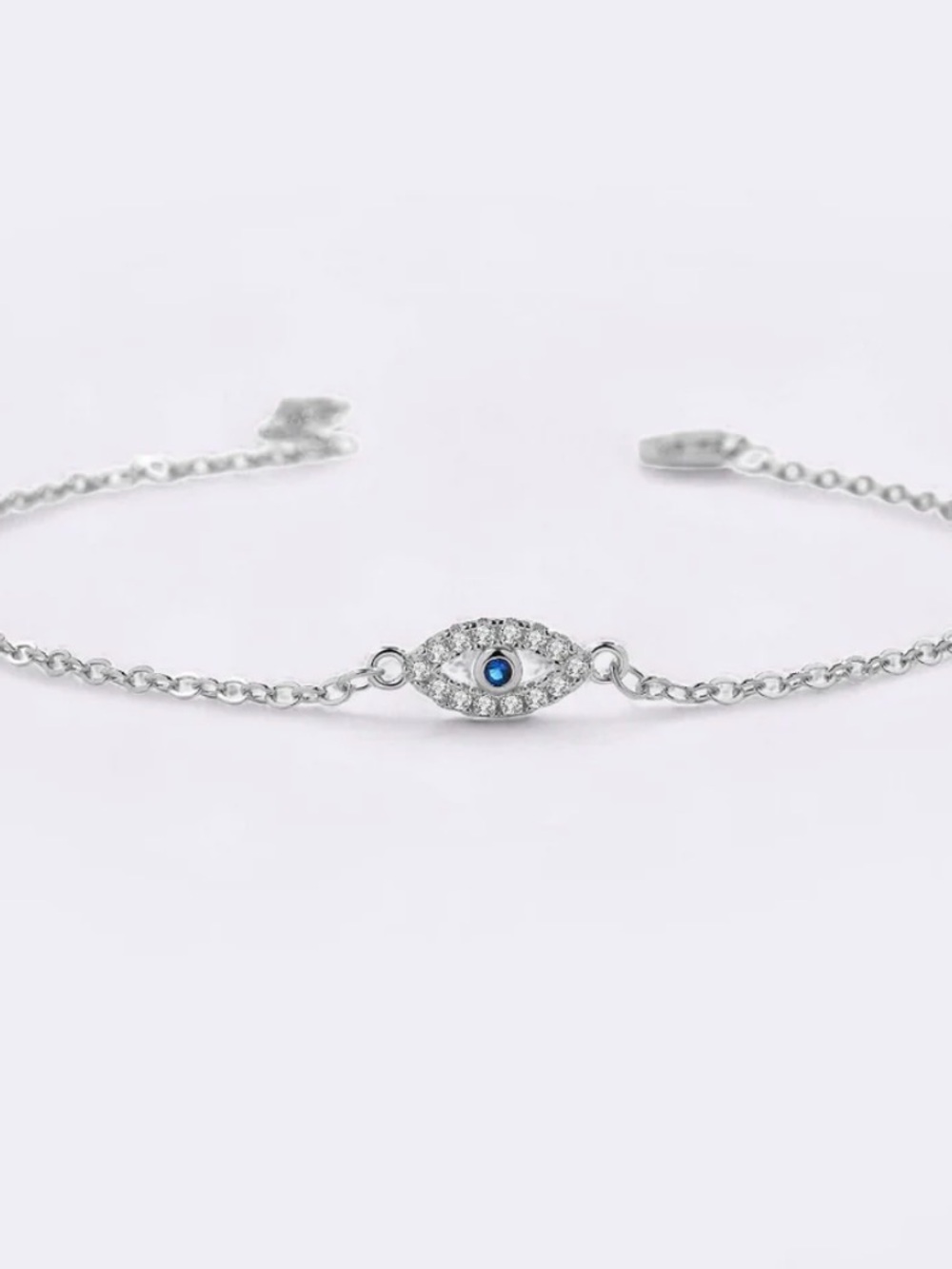 Mint&Lily Silver-tone Evil Eye Bracelet  with Blue Center